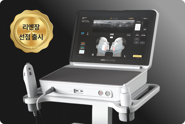 Ultherapy Prime 仪器图像，通过 Ultherapy DeepSEE 技术将能量传导至 SMAS 筋膜层的结构